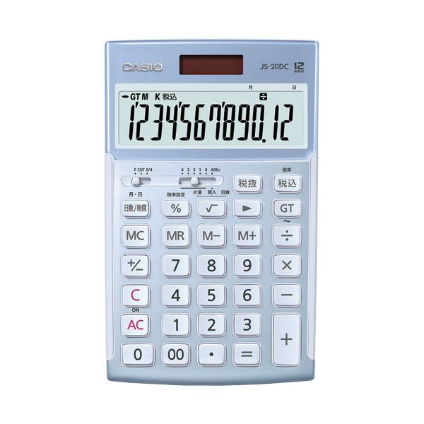 (まとめ)カシオ 本格実務電卓日数&時間計算 12桁 ジャストタイプ ブルー JS-20DC-BU-N 1台【×5セット】