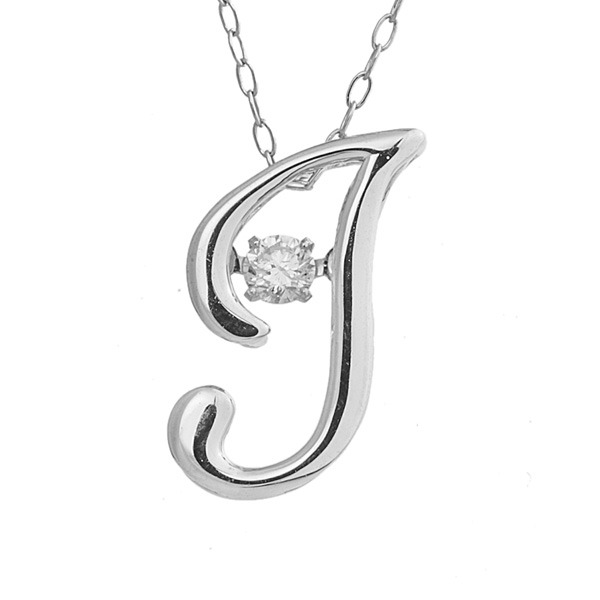 ダンシングストーン K18WG・天然ダイヤモンドシリーズイニシャル「J」ペンダント/ネックレス