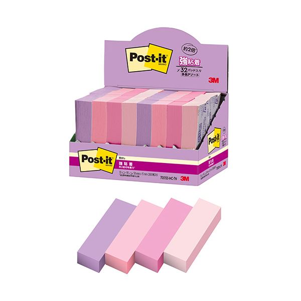 3Mポスト・イット 強粘着見出し マルチカラー7 50×15mm 4色 7001SS-MC-7N 1パック（32冊）
