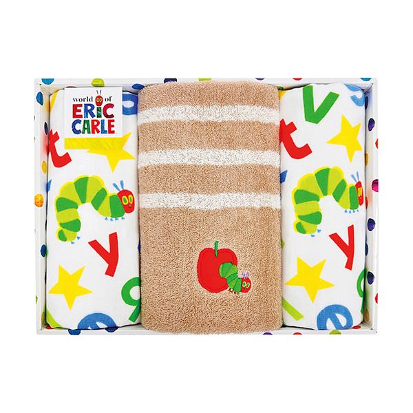 はらぺこあおむし ヤムヤムヤム タオルセット コンパクトバスタオル・フェイスタオル・ウォッシュタオ..