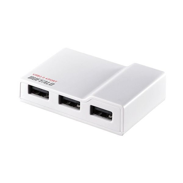(まとめ) バッファロー USB3.0 バスパワー Type-Aハブ 4ポート ホワイト BSH4A11WH 1個 【×2セット】