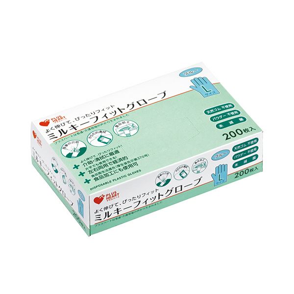 （まとめ） オオサキメディカルミルキーフィットグローブ ブルー L 70210 1箱（200枚） 【×10セット】