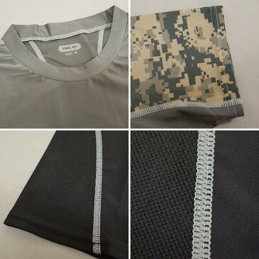 【 2枚セット 】 アメリカ軍 タクティカルトレーニングアンダーシャツ 【 半袖/L 】 JT047YN ブラック & ウッドランド 【 レプリカ 】 送料込!