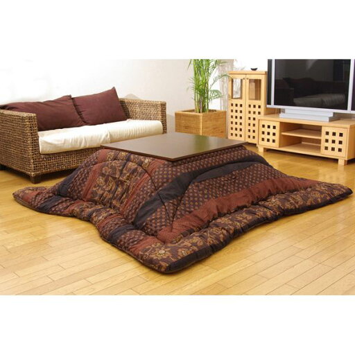 日本製 こたつ布団 こたつ厚掛け布団 単品 和柄 長方形 大判 ブラウン 約205×285cm【代引不可】 日本製 こたつ布団 こたつ厚掛け布団 単品 和柄 長方形 大判 ブラウン 約205×285cm【代引不可】