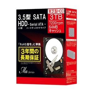 東芝(HDD) 3.5インチ内蔵HDD Ma Series 3TB 7200rpm 64MBバッファSATA600 DT01ACA300BOX 送料無料！