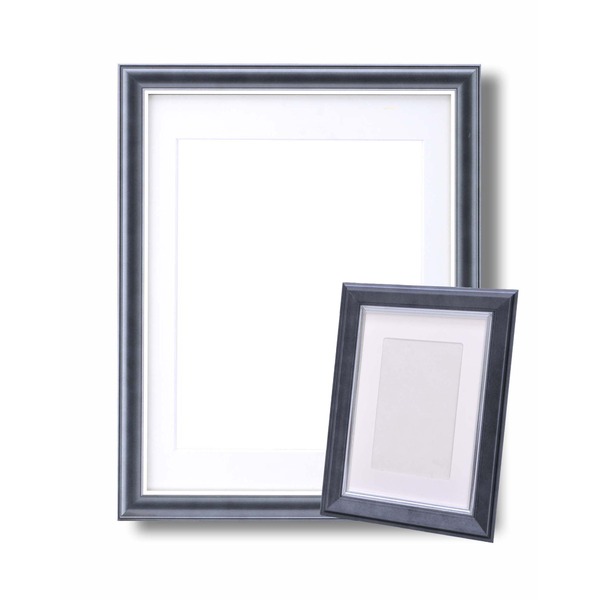 カラー遺影額セット『メモリアルセット』　■【細い額】仏事用額・葬儀額セット(遺影額)　大小セットA(ブラック)