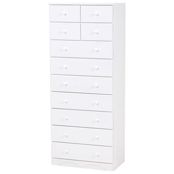 ハイチェスト タンス 9段 約幅60cm ホワイト 木製 桐 取っ手付き 完成品 リビングチェスト リビング ダ..