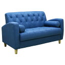 ソファー 約幅123cm 2人掛け ブルー ファブリック 座面下収納 クッション 肘付き 脚付き リビング ダイニング インテリア家具【代引不可】 送料無料!