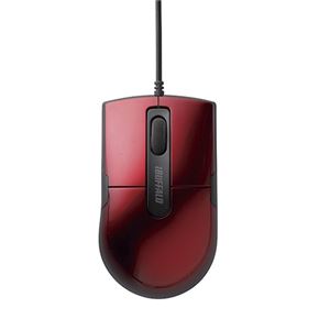(まとめ) バッファロー 有線BlueLEDマウス 静音 3ボタンSサイズ レッド BSMBU26SSRD 1個 【×3セット】(2)