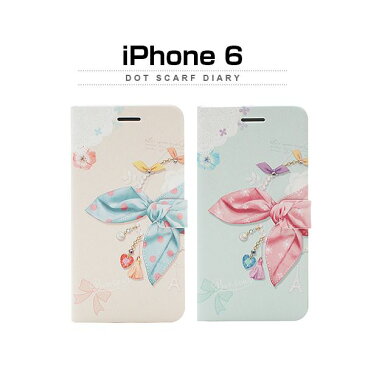 Happymori iPhone6 Dot Scarf Diary ブルースカーフ