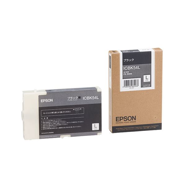 （まとめ） エプソン EPSON インクカートリッジ ブラック Lサイズ ICBK54L 1個 【×3セット】