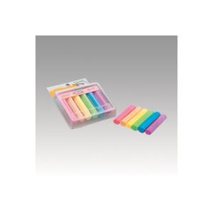 （まとめ） 日本理化学 ダストレス・蛍光チョーク DCK-6-6C 赤 黄 橙 青 緑 紫各1本 6本入 【×10セット】