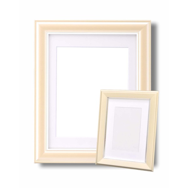 カラー遺影額セット『メモリアルセット』　■【太い額】仏事用額・葬儀額セット(遺影額)　大小セットA(クリーム)