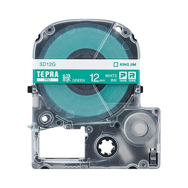 (まとめ) キングジム テプラ PRO テープカートリッジ ビビッド 12mm 緑/白文字 SD12G 1個 【×5セット】