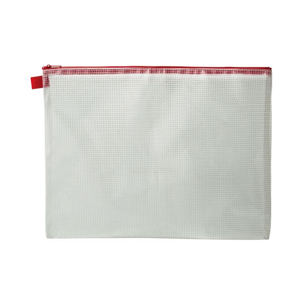 Rakuten - TANOSEE メッシュケース A4タテ260×ヨコ345mm 赤 1セット(20枚)