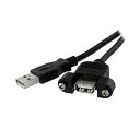 (まとめ)StarTechUSB2.0パネルマウント型ケーブル 30cm パネルマウント用USB Aポート(メス)-USB Aポート(オス) ブラックUSBPNLAFAM1 1本【×5セット】(2)