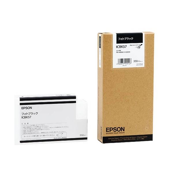 ■商品内容【ご注意事項】・この商品は下記内容×10セットでお届けします。EPSON MAXART用インクサプライ■商品スペック種類：純正インク色：フォトブラックインク容量：350ml寸法：W260×D130×H60mm重量：740g対応機種：PX-F10000、PX-F100C2、PX-F100C8、PX-F100C9、PX-F10C6、PX-F10PSPC、PX-F10RC、PX-F10RC2、PX-F8000、PX-F8000M、PX-F8000MS、PX-F80C2、PX-F80C6、PX-F80C8、PX-F80C9、PX-F80MSBU、PX-F80MSC2、PX-F80MSC3、PX-F80MSC8、PX-F80MSSC、PX-F8BUN、PX-F8CAD、PX-F8CADC9、PX-F8CFP、PX-F8CSI、PX-F8KL、PX-F8MSRC、PX-F8NOB、PX-F8POP、PX-F8POPC9、PX-F8PSPC、PX-F8RC、PX-F8RC2、PX-H10000、PX-H10PSPC、PX-H10RC、PX-H10RC2、PX-H10RC3、PX-H10RC4、PX-H10RC5、PX-H7000、PX-H7PSPC、PX-H7RC2、PX-H7RC3、PX-H7RC4、PX-H7RC5、PX-H8000、PX-H8PSPC、PX-H8RC、PX-H8RC2、PX-H8RC3、PX-H8RC4、PX-H8RC5、PX-H9000、PX-H9PSPC、PX-H9RC2、PX-H9RC3、PX-H9RC4、PX-H9RC5、PX-W8000■送料・配送についての注意事項●本商品の出荷目安は【1 - 5営業日　※土日・祝除く】となります。●お取り寄せ商品のため、稀にご注文入れ違い等により欠品・遅延となる場合がございます。●本商品は仕入元より配送となるため、沖縄・離島への配送はできません。【 ICBK57 】