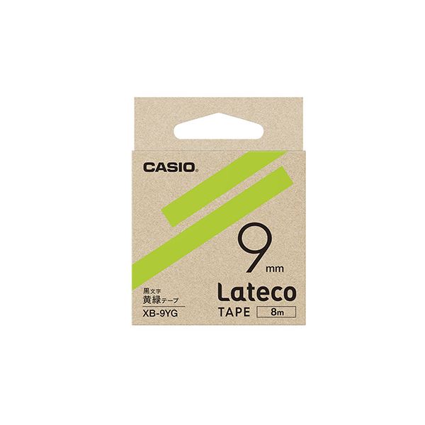 （まとめ） カシオ ラベルライター Lateco 詰め替え用テープ 9mm 黄緑テープ 黒文字 【×5セット】 1