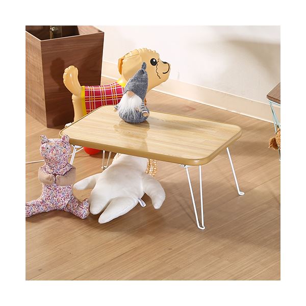 折りたたみテーブル ローテーブル 約幅45cm ナチュラル×ホワイト スチール コンパクトサイズ リビング ダイニング【代引不可】 [3]