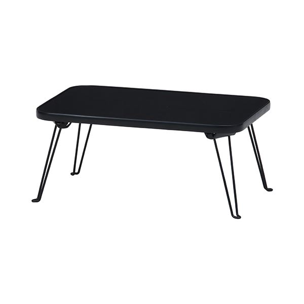 折りたたみテーブル ローテーブル 約幅45cm ブラック×ブラック 長方形 スチール カラーミニテーブル リビング ダイニング【代引不可】