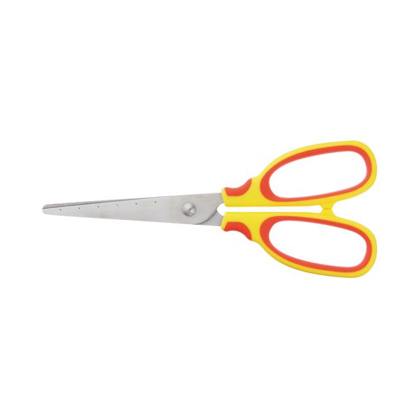 (まとめ) TANOSEE はさみ 刃先先丸 刃渡り65mm イエロー 1セット（10本） 【×5セット】