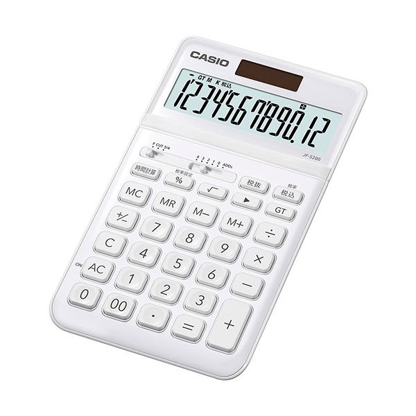 カシオ計算機 CASIO スタイリッシュ電卓 ジャストタイプ12桁 ホワイト JF-S200-WE-N