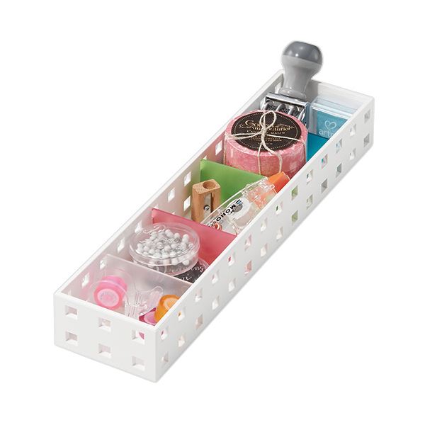 生活雑貨のお店！Vie-UPの（まとめ） 吉川国工業所 スリムケース Lサイズホワイト／ミックス CB-9008S（WM） 1個 【×5セット】｜アングル2