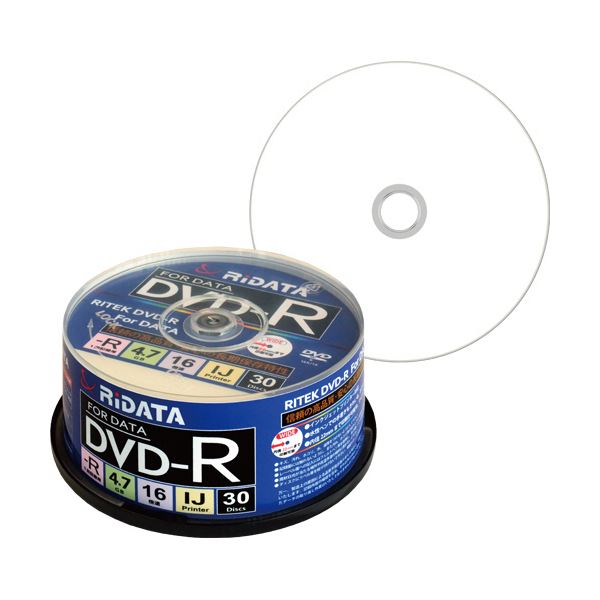 (まとめ) RiDATA データ用DVD-R4.7GB 1-16倍速 ホワイトワイドプリンタブル スピンドルケース D-R16X47G.PW30SP B1パック(30枚) 【×10セット】