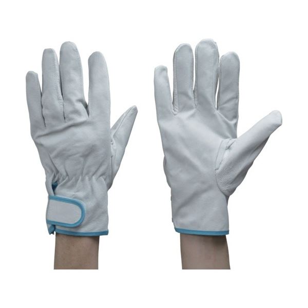 (まとめ) 東和コーポレーション 豚革 クレスト マジックテープ付 LL ホワイト 486-LL 1双 【×5セット】