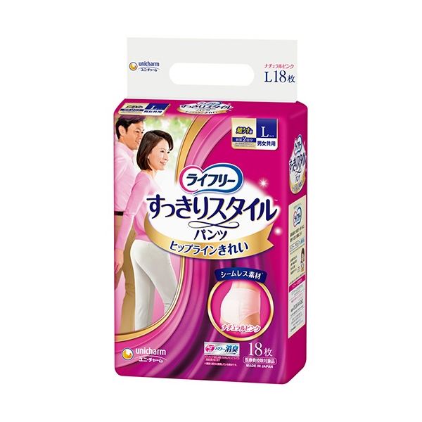 楽天生活雑貨のお店！Vie-UP（まとめ） ユニ・チャーム ライフリー すっきりスタイルパンツ ピンク L 1パック（18枚） 【×5セット】