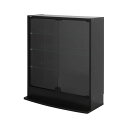 コレクションケース/収納棚 【ワイド ロータイプ 本体 奥行29cm ブラック】 幅83.1cm 強化ガラス扉 棚板 【組立品】【代引不可】(3)