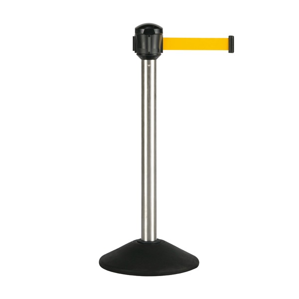 TERAMOTO（テラモト） ベルトパーテーションAW 屋外対応 ナイロンベルト 3.6m ヘアライン ベルト黄 組..