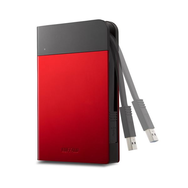 バッファローICカード対応MILスペック耐衝撃ボディー防滴・防塵ポータブルHDD 2TB レッド HD-PZN2.0U3-R1台