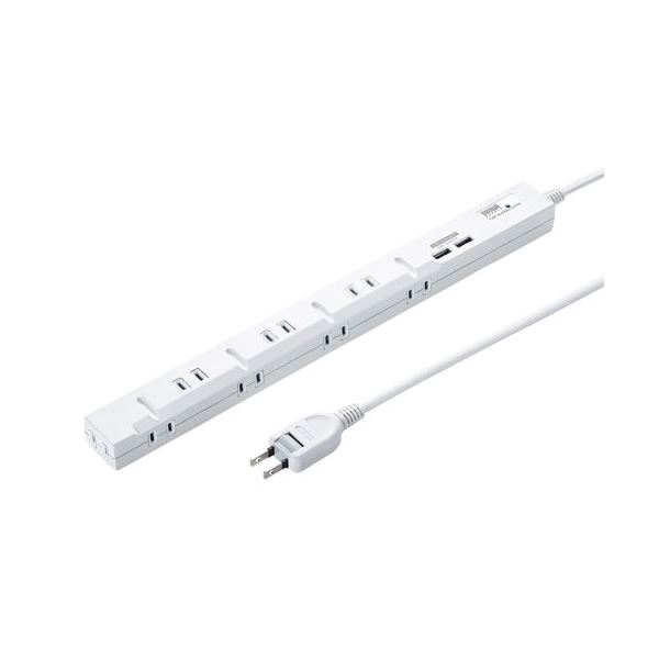 サンワサプライ スリムタップUSB充電機能付き TAP-SLIM8U-1