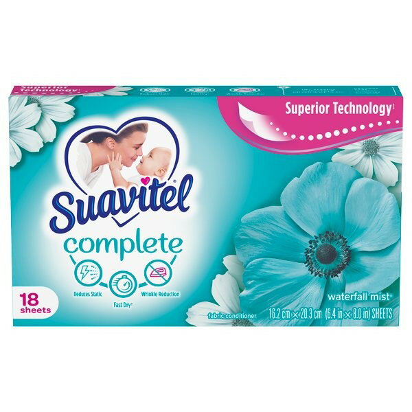 【スアビテル】 乾燥機用柔軟シート 【ウォーターフォールミスト】 18枚×6個セット 静電気防止効果 〔..