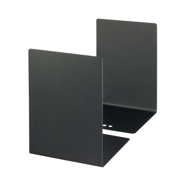 (まとめ) TANOSEE ブックエンド L型 大 ブラック 1組（2枚） 【×10セット】