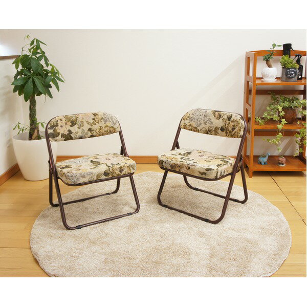 【同色2脚セット】折りたたみ 高座椅子 立ち座りが楽な折畳み高座椅子 ロータイプ アーム無し ブラウン..