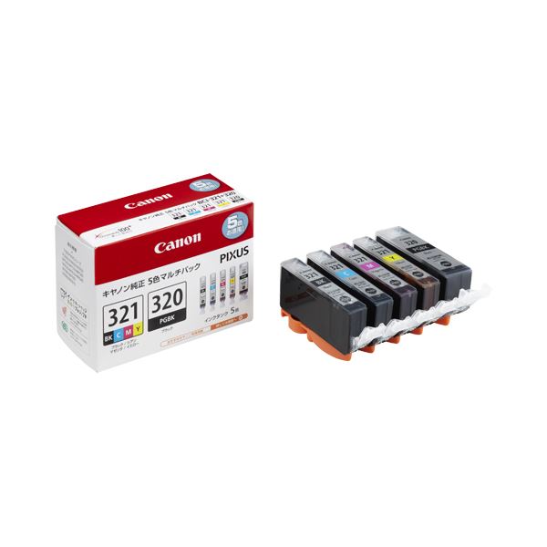 (まとめ) キヤノン Canon インクタンク BCI-321+320／5MP マルチパック 3333B001 1箱（5個：各色1個） 【×10セット】