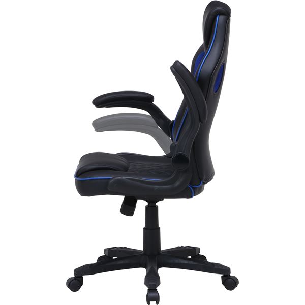 ゲーミングチェア レーシングチェア 約幅65.5cm ブラック×ブルー スチール 肘付き リビング ダイニング 在宅ワーク テレワーク【代引不可】