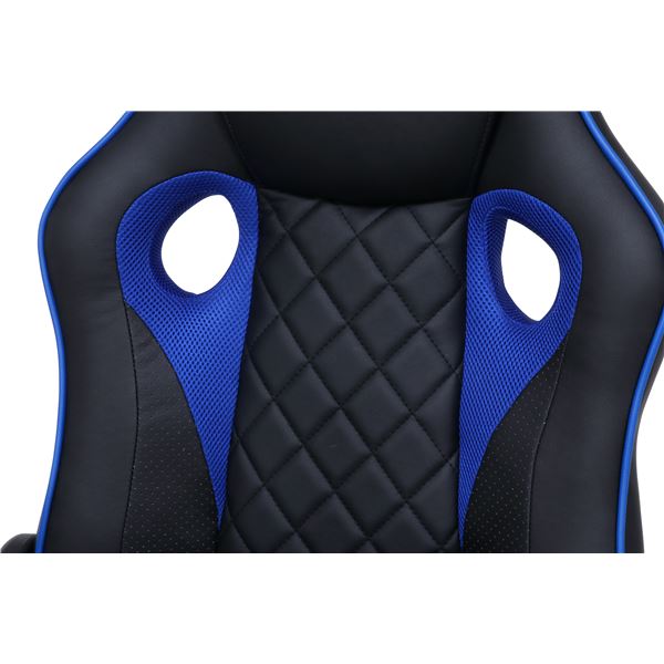 ゲーミングチェア レーシングチェア 約幅65.5cm ブラック×ブルー スチール 肘付き リビング ダイニング 在宅ワーク テレワーク【代引不可】