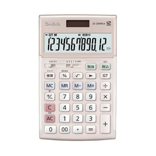 カシオ計算機 実務電卓検算 ジャスト12桁 ピンク JS-20WKA-PK-N カシオ計算機 実務電卓検算 ジャスト12桁 ピンク JS-20WKA-PK-N