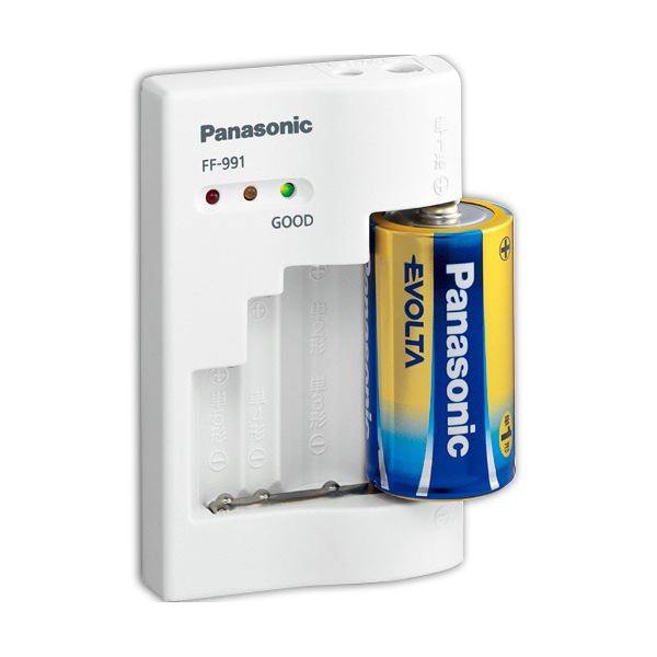 （まとめ）パナソニック 電池チェッカーFF-991P-W 1