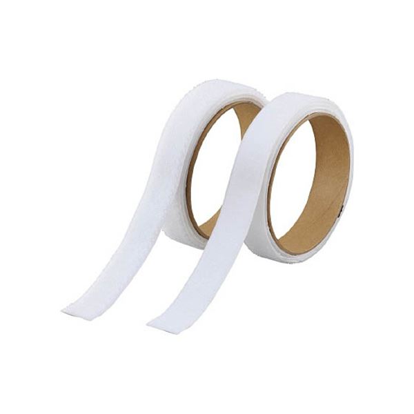 (まとめ) TRUSCO マジックテープフック・ループセット 強粘着 20mm×1m 白 TMSD-20-W 1セット 【×5セット】