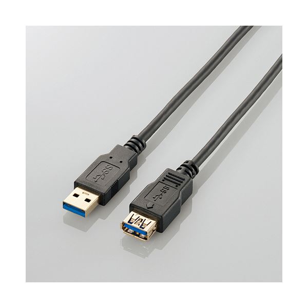 （まとめ）エレコム USB3.0延長ケーブルAオス-Aメス 1.5m ブラック USB3-E15BK 1本...