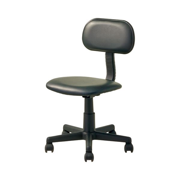 （まとめ）ナカバヤシ OHチェア 肘なし ビニールレザー ブラック OTS12-PBK 1脚 組立品 【×3セット】