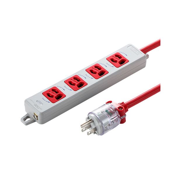 サンワサプライ 医用接地プラグ付き電源タップ TAP-HPM4-3R