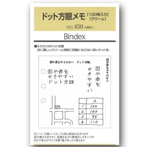 バインデックス システム手帳 リフィル ドット方眼メモ 100枚入り 450