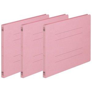 TANOSEE フラットファイル(ノンステープルタイプ) A4ヨコ 150枚収容 背幅18mm ピンク 1パック(3冊) 　..