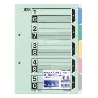 カラー仕切カード(ファイル用) B5タテ 2穴 5色5山+扉紙 10組入(シキ-61) 　送料込み！