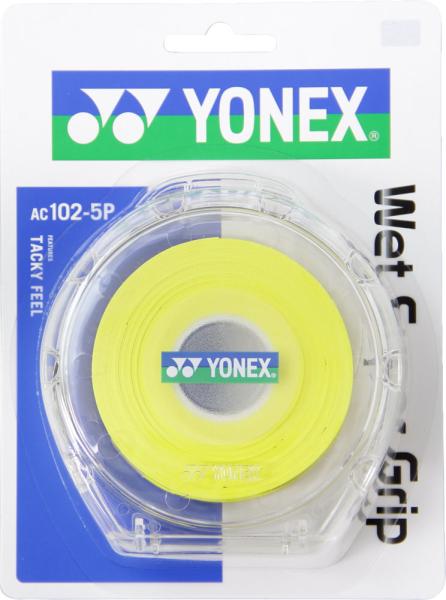 Grip Tapes - ヨネックス　ウェットスーパーグリップ5ホンパック　品番：AC1025P　カラー：イエロー（004） 　送料込み！